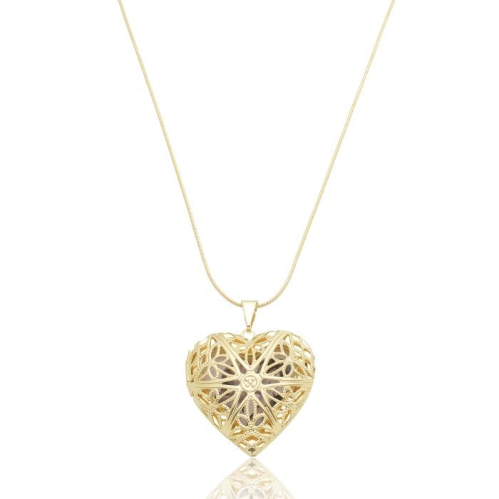 Colar Relicário Coração Grande - Banhado A Ouro 18k