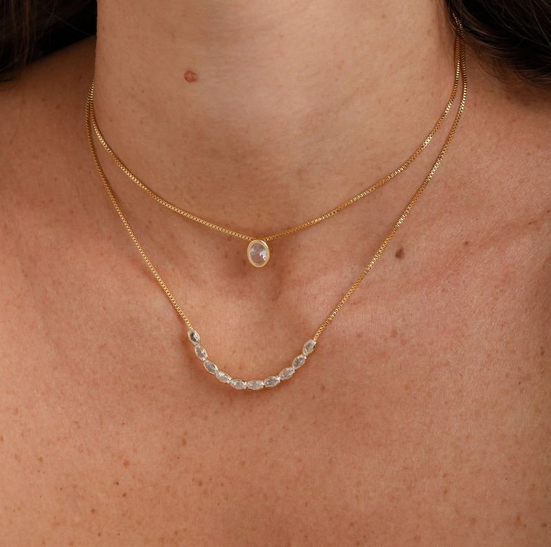 Gargantilha Dupla Ponto De Luz- Banhado A Ouro 18k