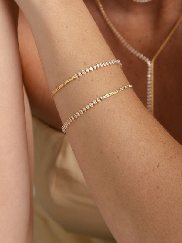 Pulseira Cravejada Zircônia- Banhado A Ouro 18k