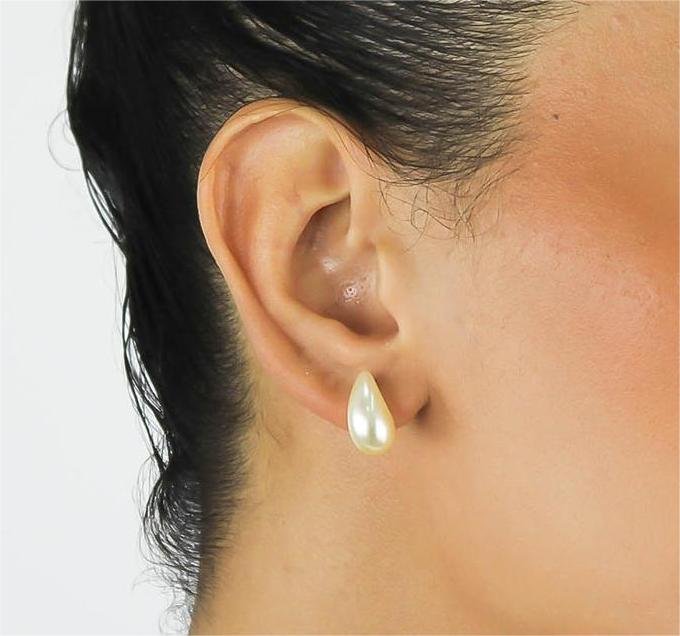 Brinco Pérola Em Gota- Banhado A Ouro 18k