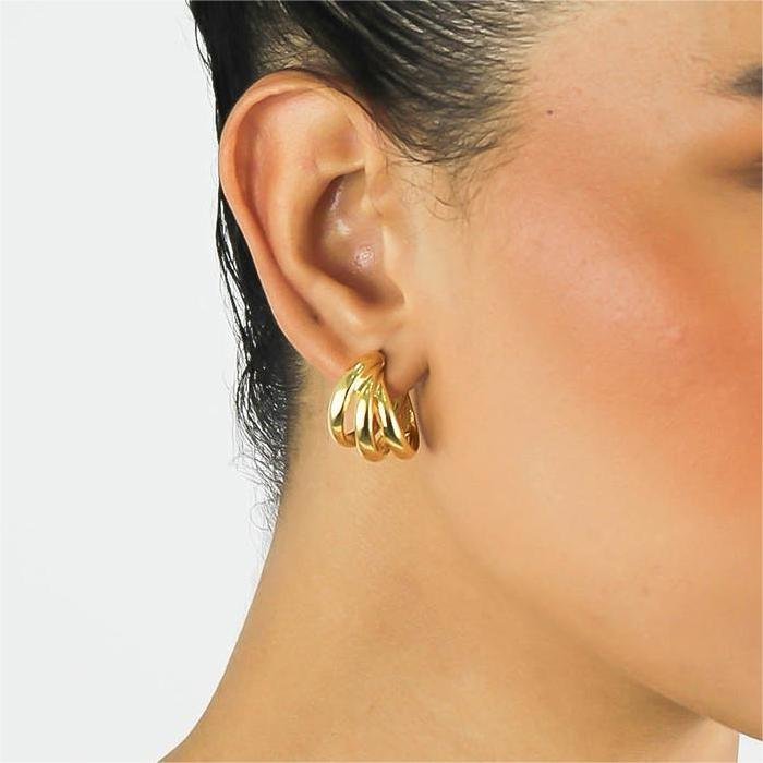 Brinco Argola Tripla- Banhado A Ouro 18k