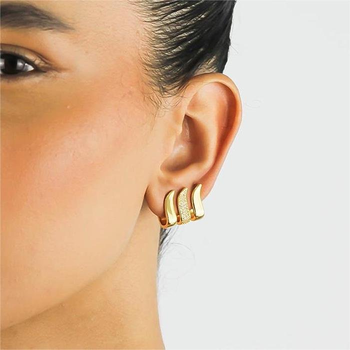 Brinco Piercing Fake Cravejado- Banhado A Ouro 18k