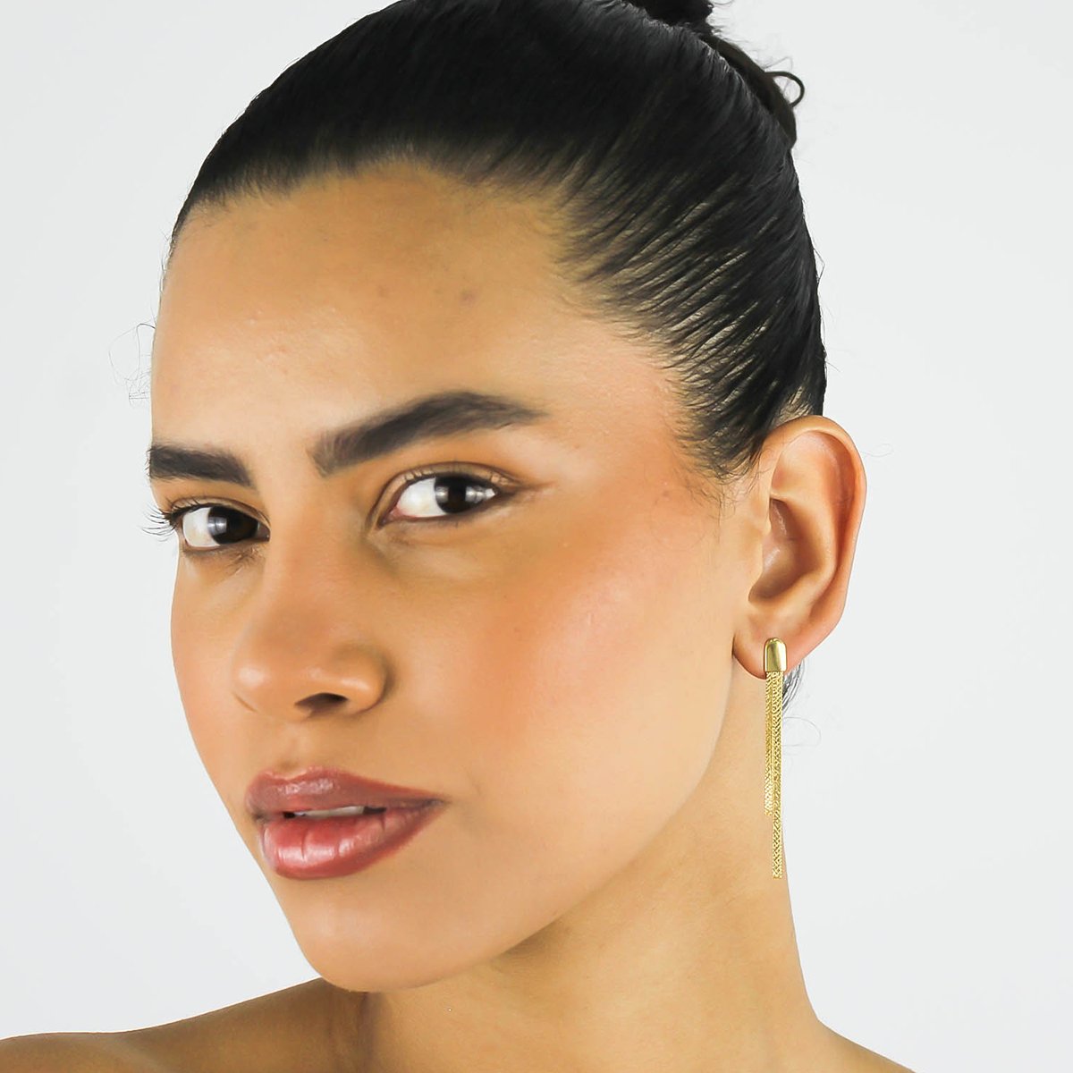 Brinco Fita Dupla- Banhado A Ouro 18k