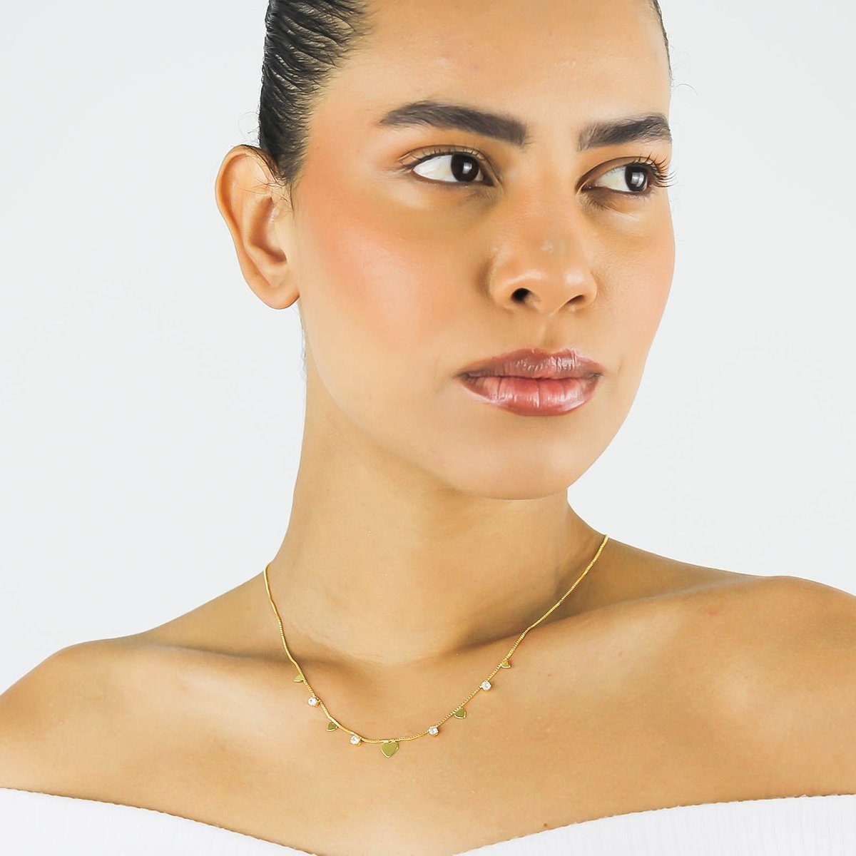 Gargantilha Corações Com Zircônias- Banhado A Ouro 18k