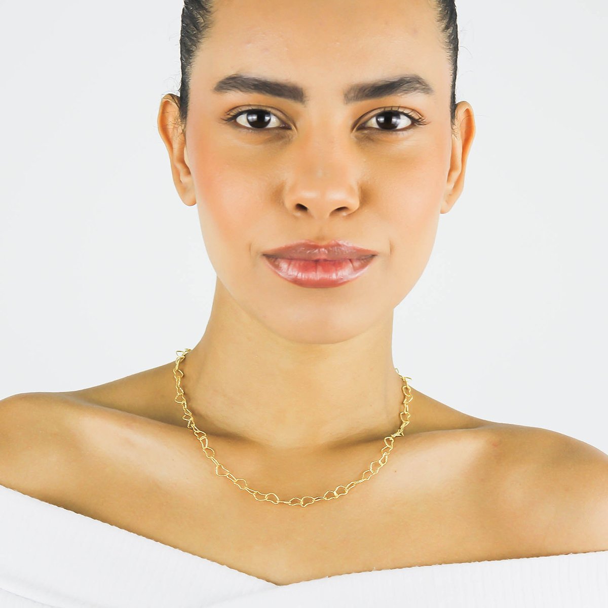 Gargantilha Corrente De Corações- Banhado A Ouro 18k