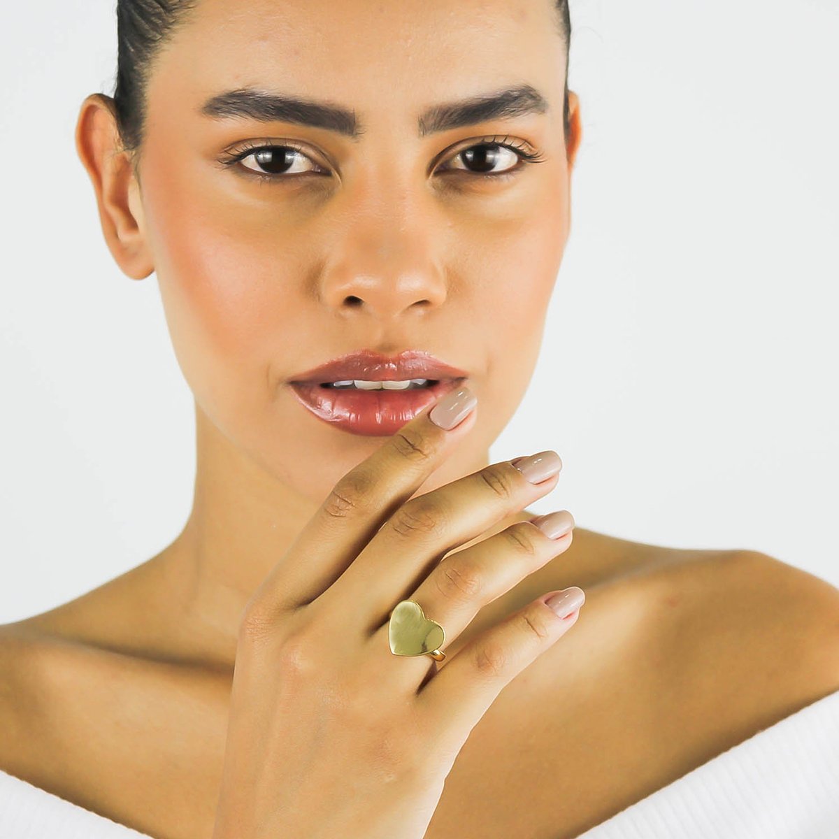 Anel Coração Liso- Banhado A Ouro 18k