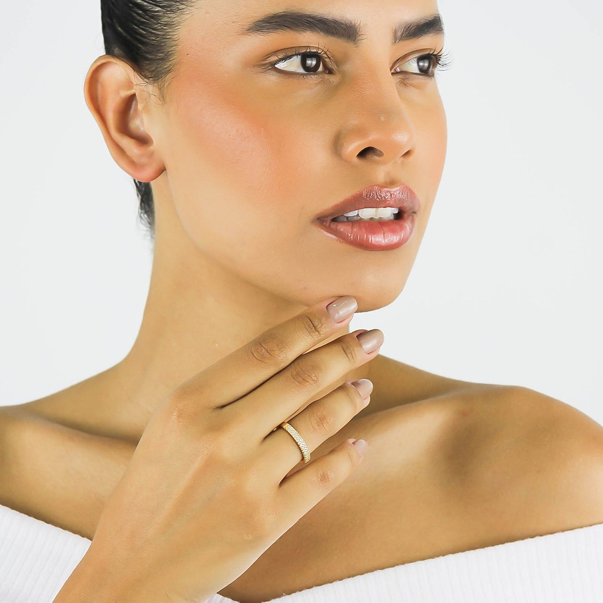 Anel Aparador Cravejado- Banhado A Ouro 18k